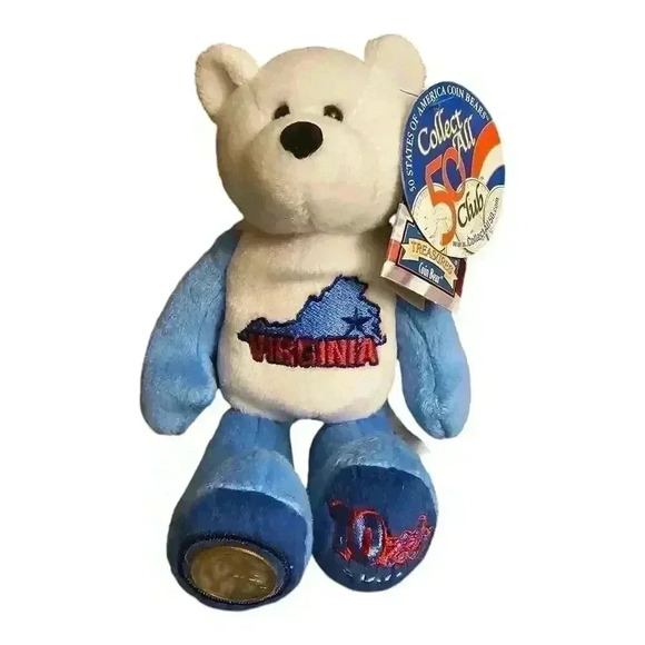 Limited Treasures Other - VIRGINIA State Quarter Coin Bear - 10th State. Plush 8" Limited Treasures. 2001.